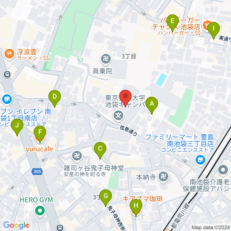 東京音楽大学付属音楽教室周辺のカフェ一覧地図