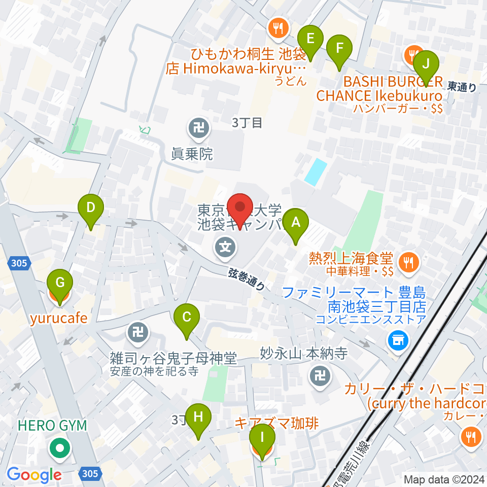 東京音楽大学付属音楽教室周辺のカフェ一覧地図