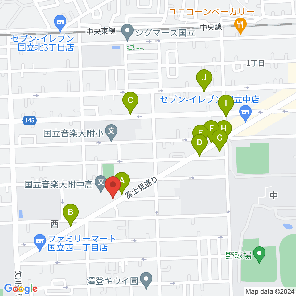 国立音楽大学附属高等学校音楽科周辺のカフェ一覧地図