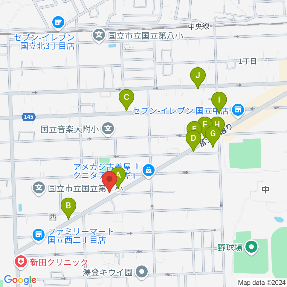 国立音楽大学附属高等学校音楽科周辺のカフェ一覧地図