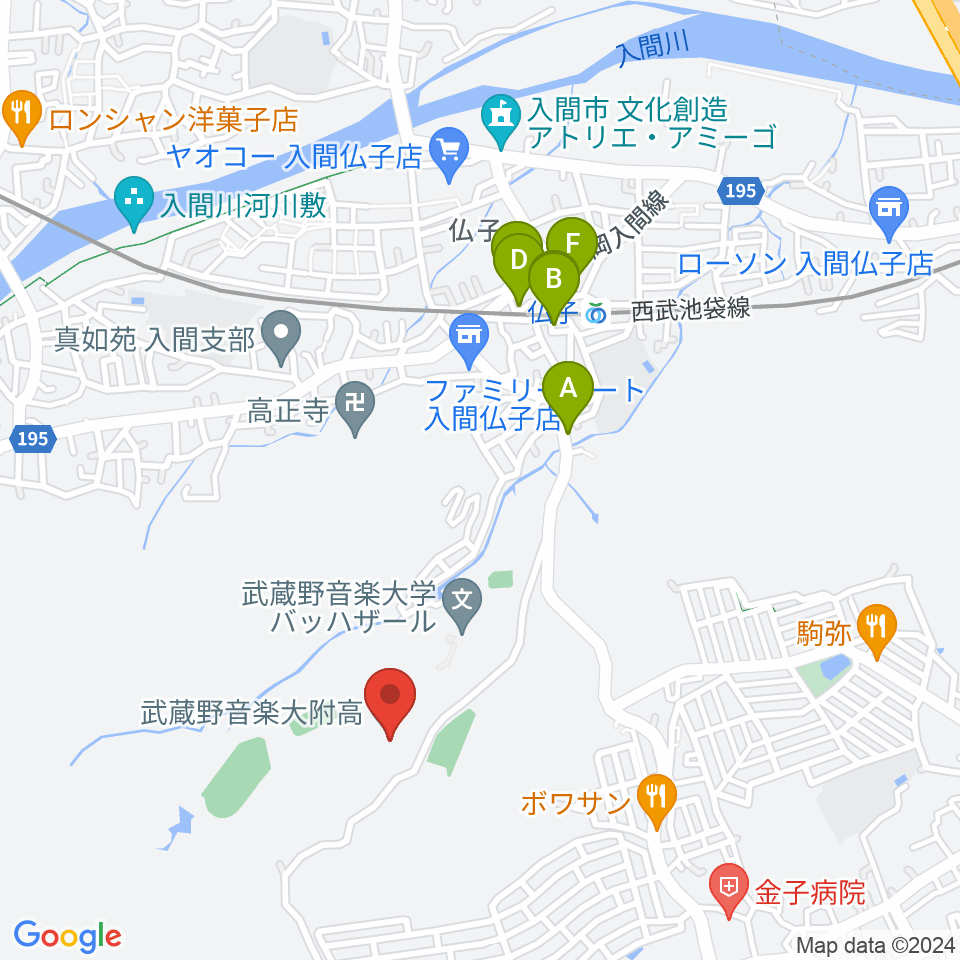 武蔵野音楽大学付属高校音楽科周辺のカフェ一覧地図