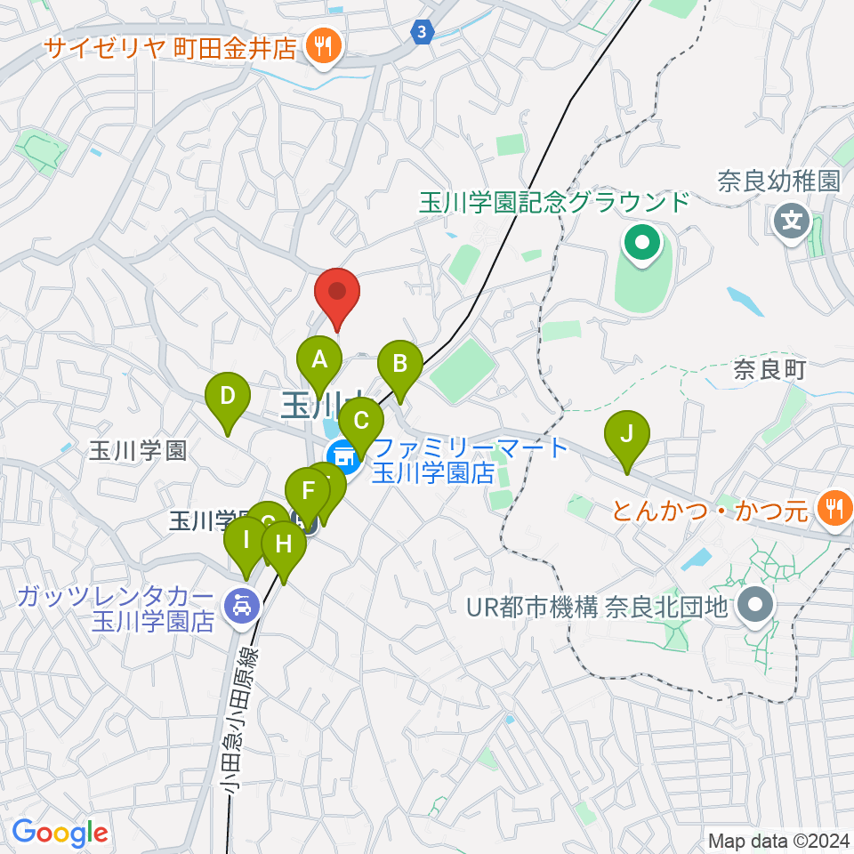 玉川大学芸術学部周辺のカフェ一覧地図