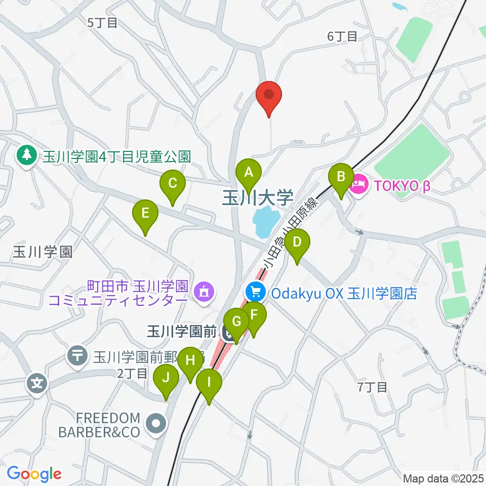 玉川大学芸術学部周辺のカフェ一覧地図