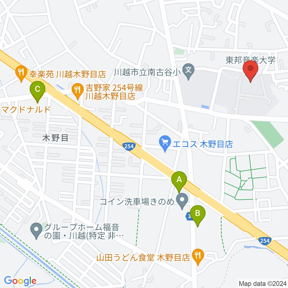 東邦音楽大学周辺のカフェ一覧地図