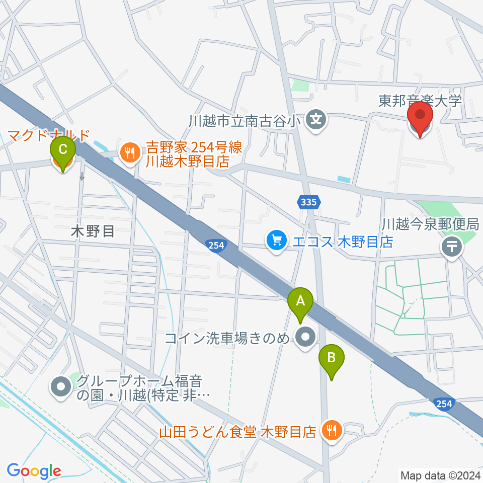 東邦音楽大学周辺のカフェ一覧地図