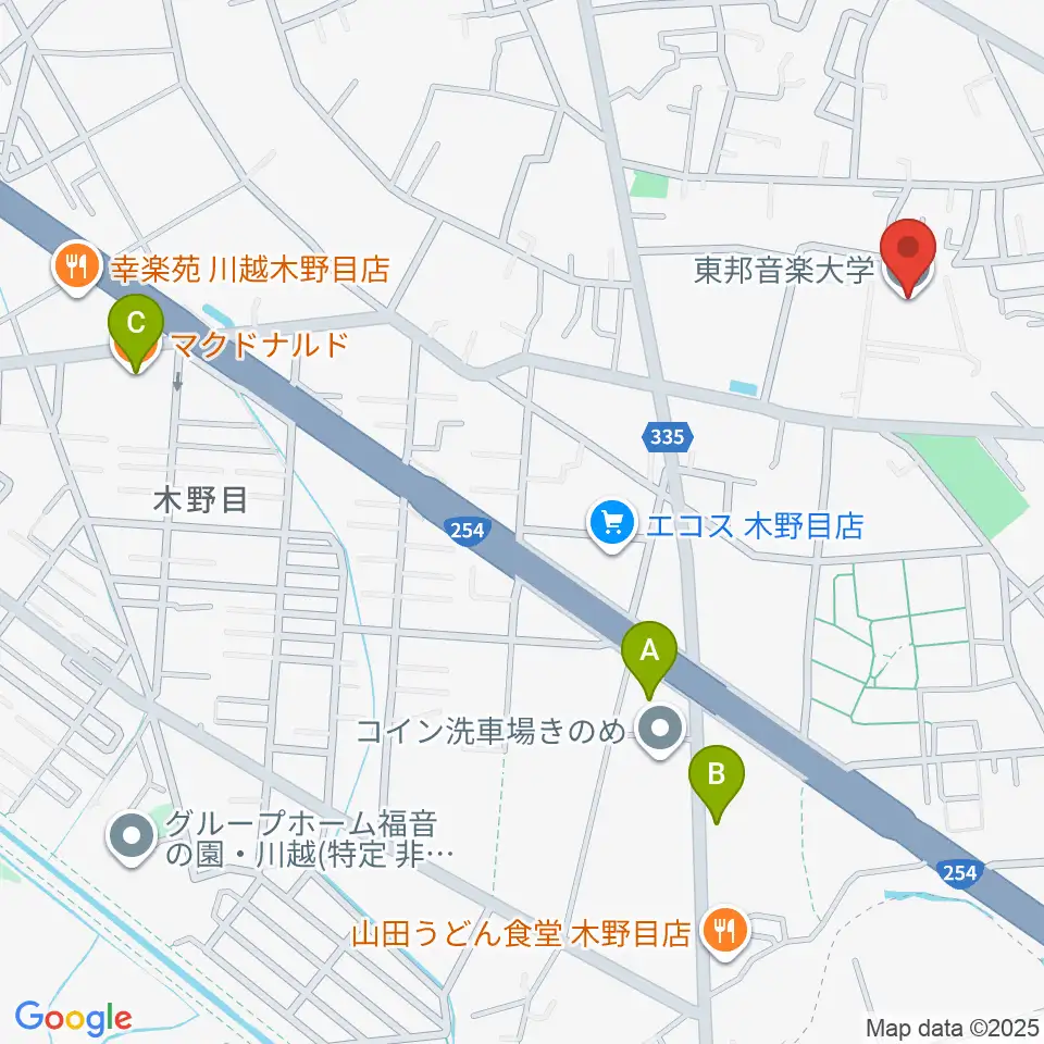 東邦音楽大学周辺のカフェ一覧地図