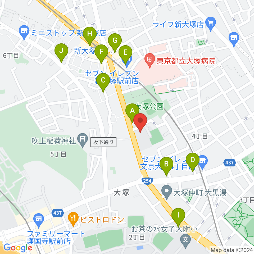 東邦音楽短期大学周辺のカフェ一覧地図