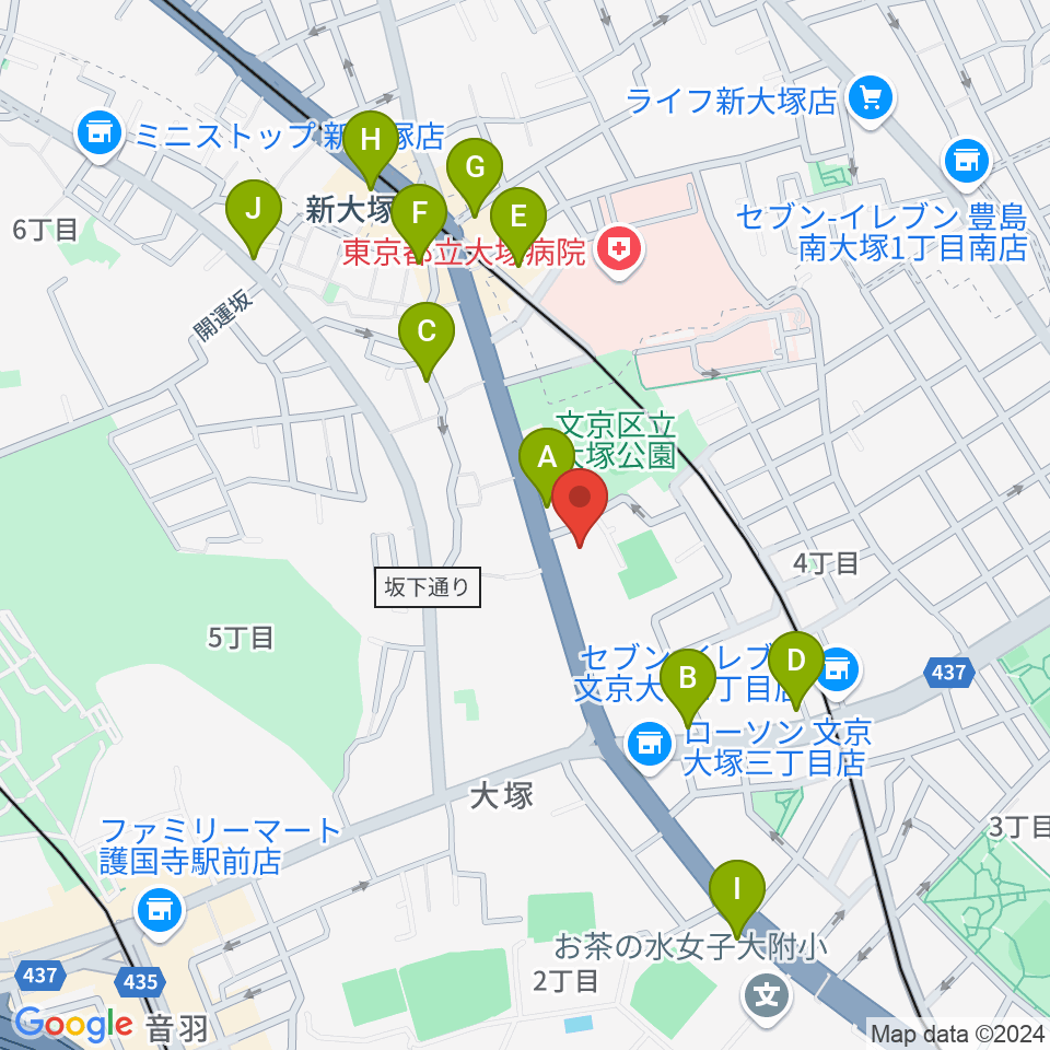 東邦音楽短期大学周辺のカフェ一覧地図