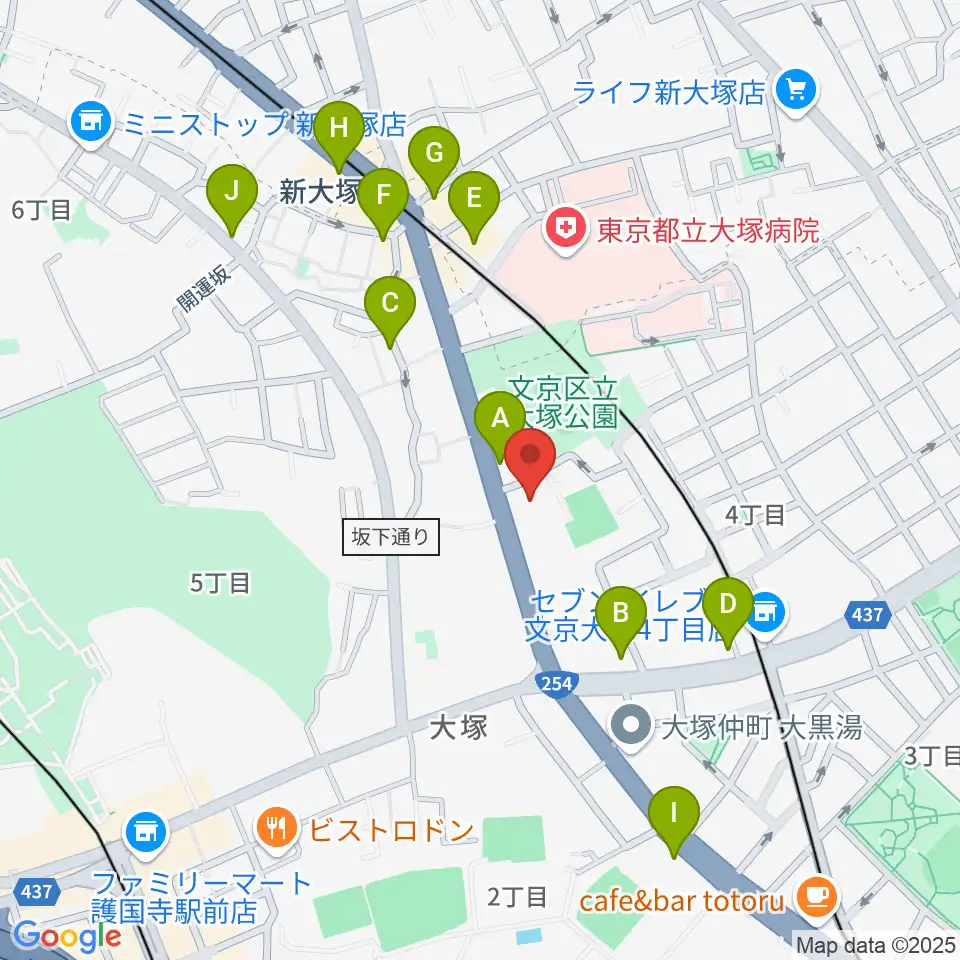 東邦音楽短期大学周辺のカフェ一覧地図