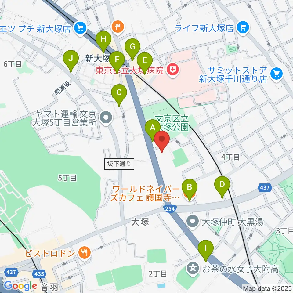 東邦音楽短期大学周辺のカフェ一覧地図