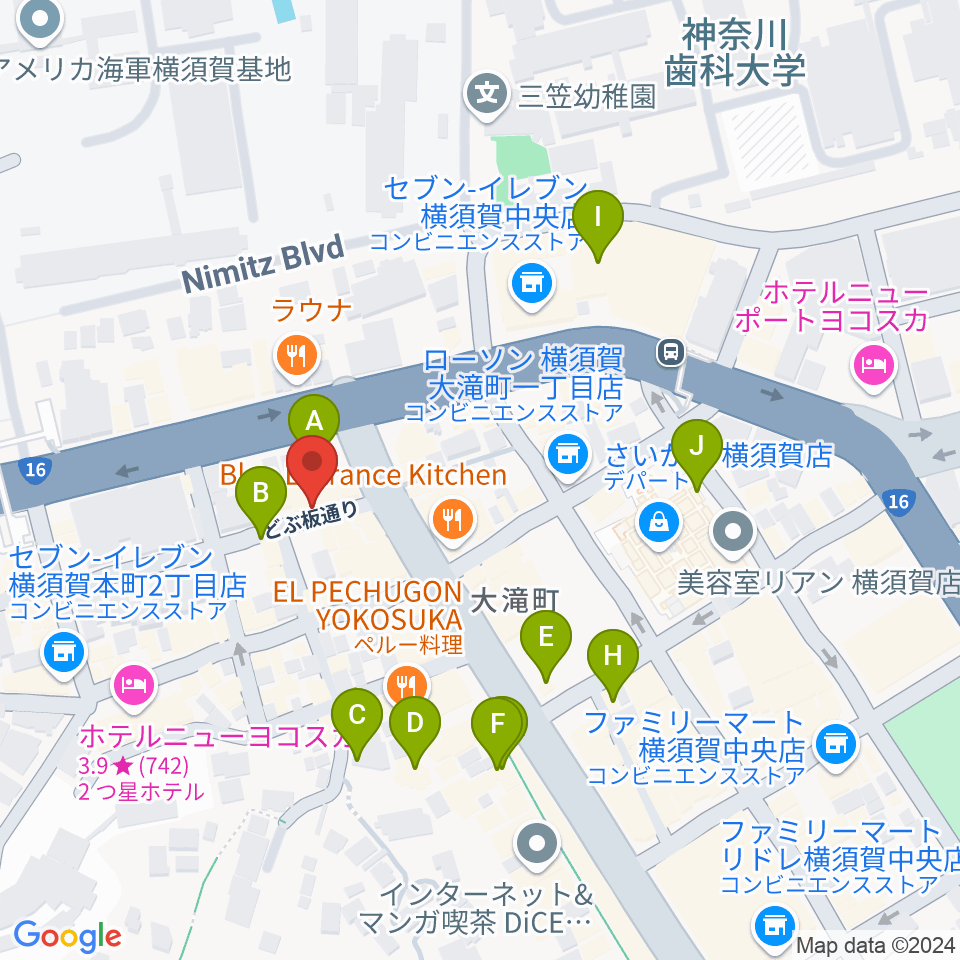 山口楽器店周辺のカフェ一覧地図