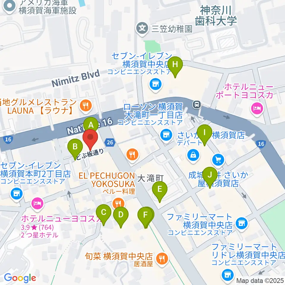 山口楽器店周辺のカフェ一覧地図
