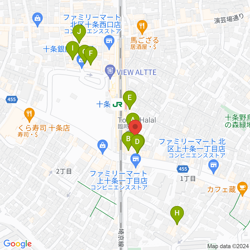 中国屋楽器店周辺のカフェ一覧地図