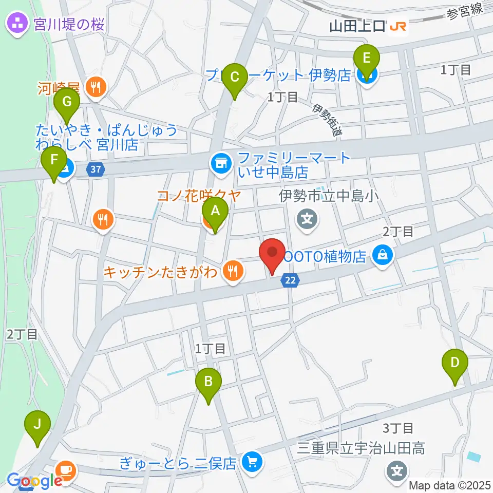 ギターズランド周辺のカフェ一覧地図