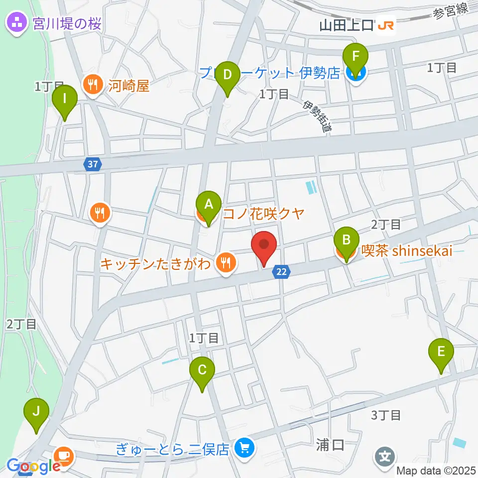 ギターズランド周辺のカフェ一覧地図