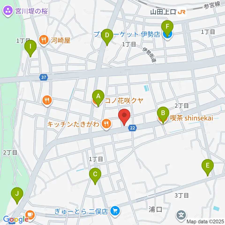ギターズランド周辺のカフェ一覧地図