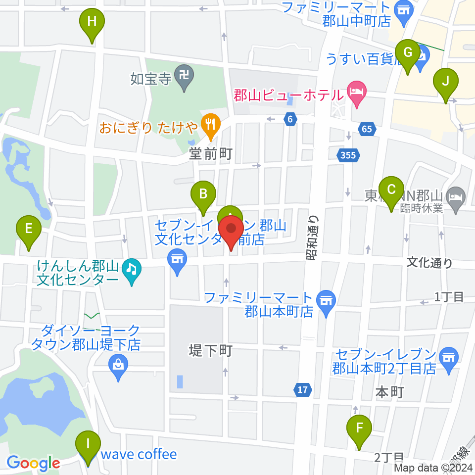 NOA楽器周辺のカフェ一覧地図