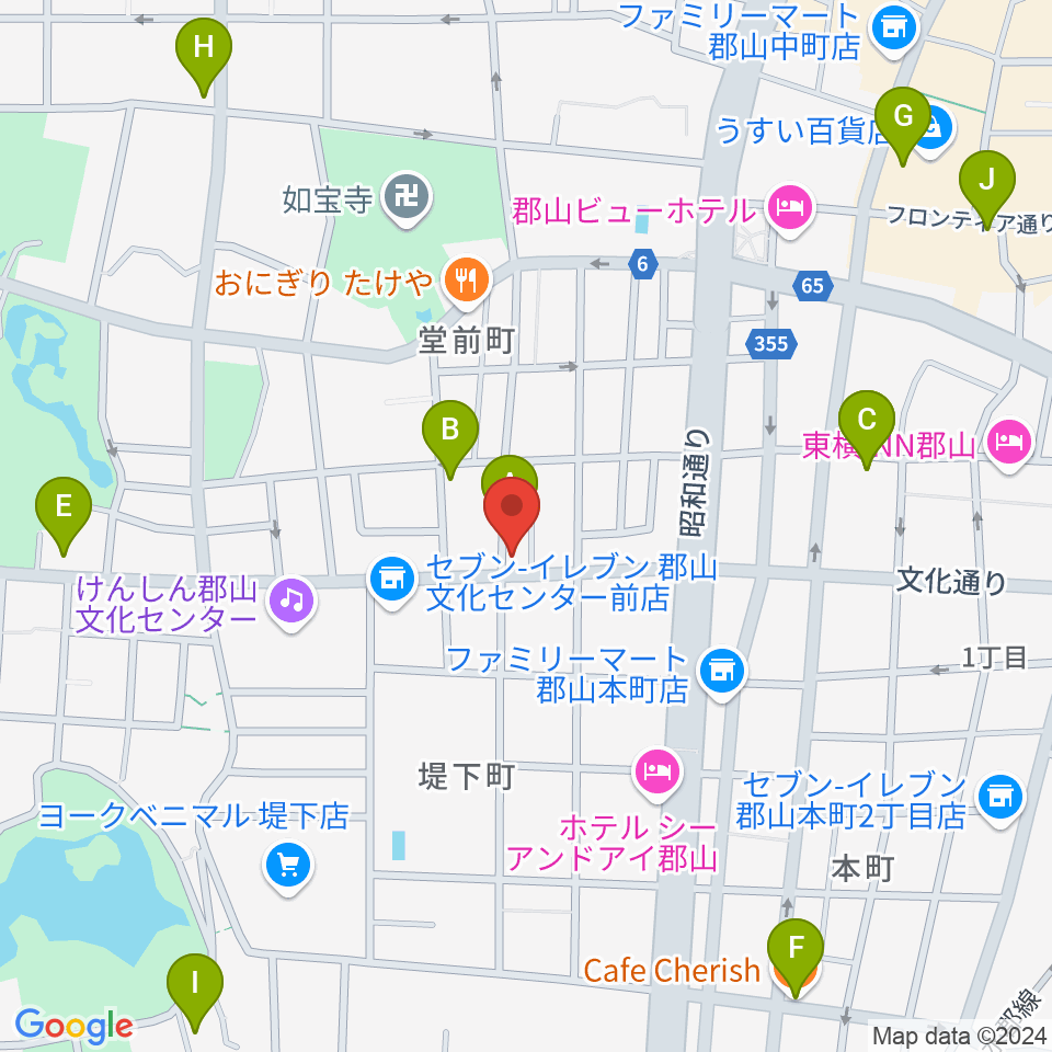 NOA楽器周辺のカフェ一覧地図