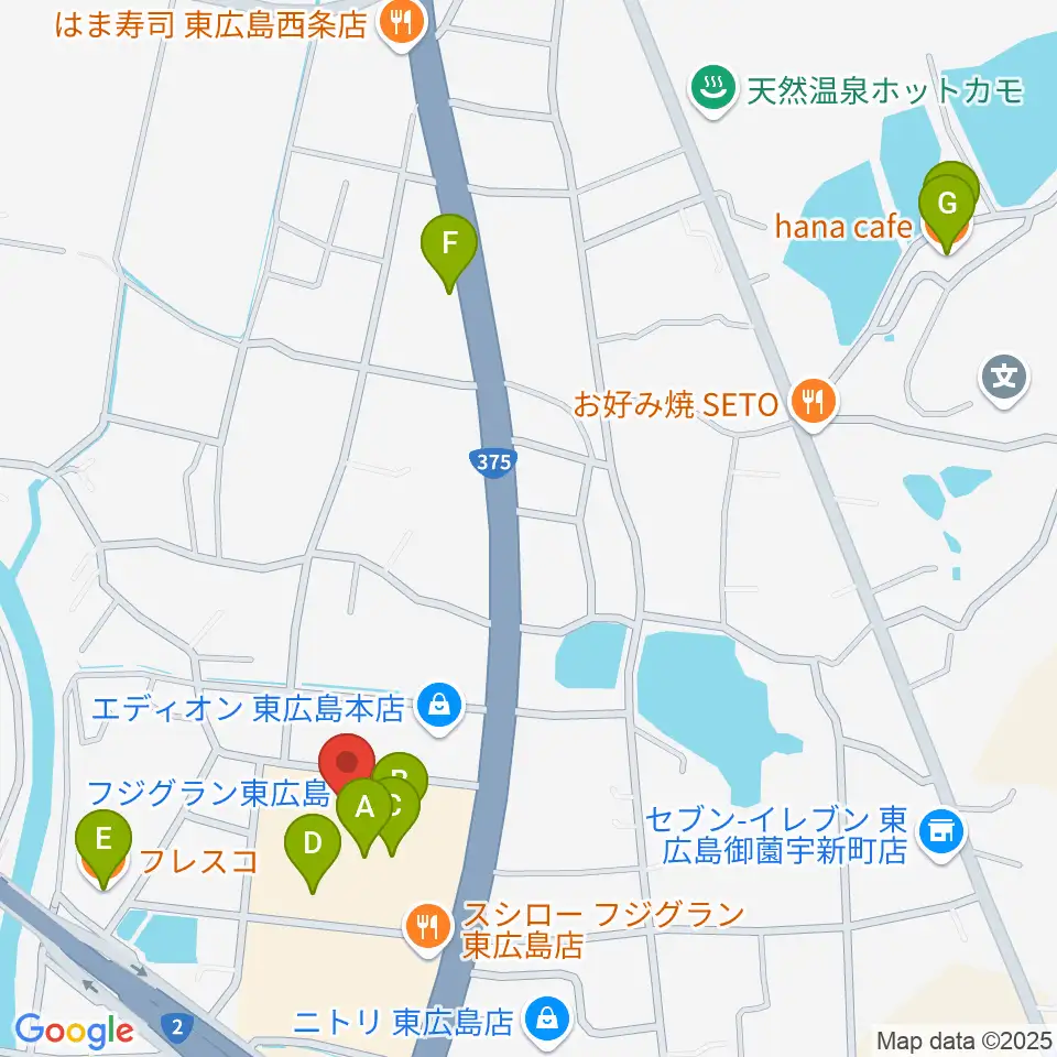 キハラ楽器西条店ときめきセンター周辺のカフェ一覧地図