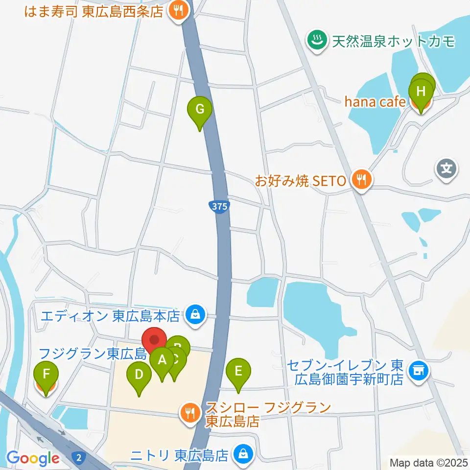 キハラ楽器西条店ときめきセンター周辺のカフェ一覧地図