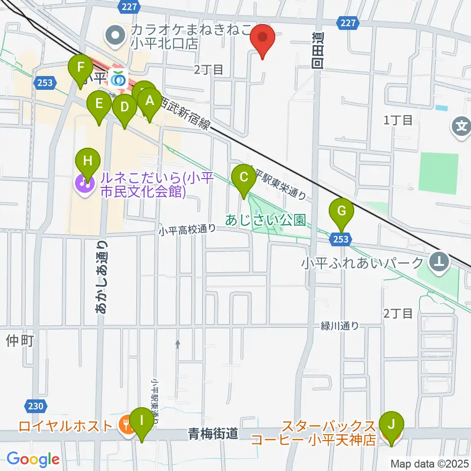 ギターのじゃべらぼう周辺のカフェ一覧地図