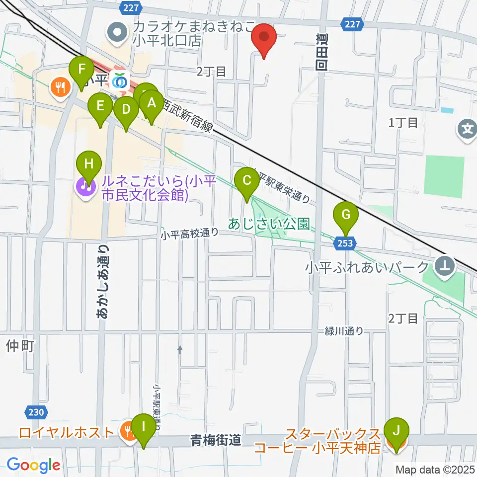 ギターのじゃべらぼう周辺のカフェ一覧地図