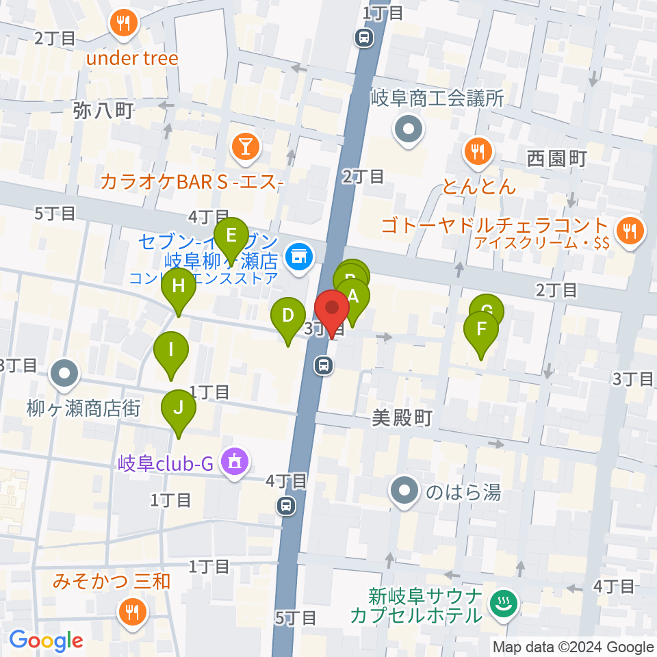 オワリヤ楽器周辺のカフェ一覧地図