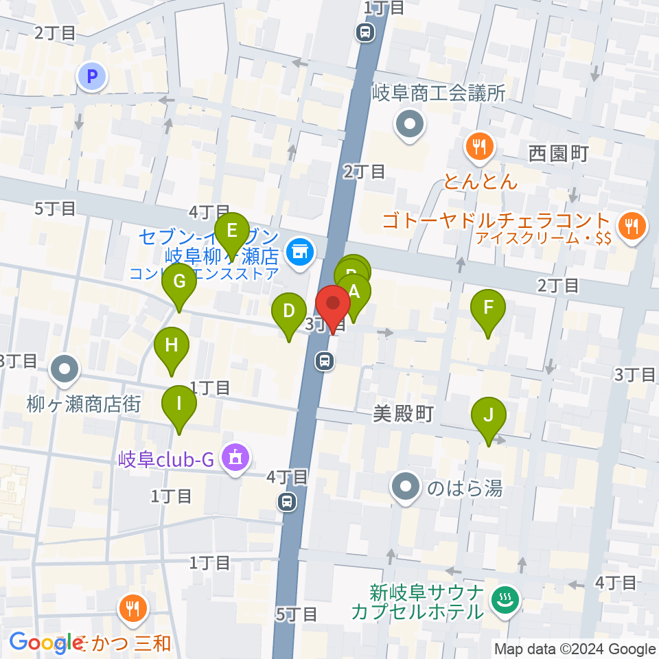 オワリヤ楽器周辺のカフェ一覧地図