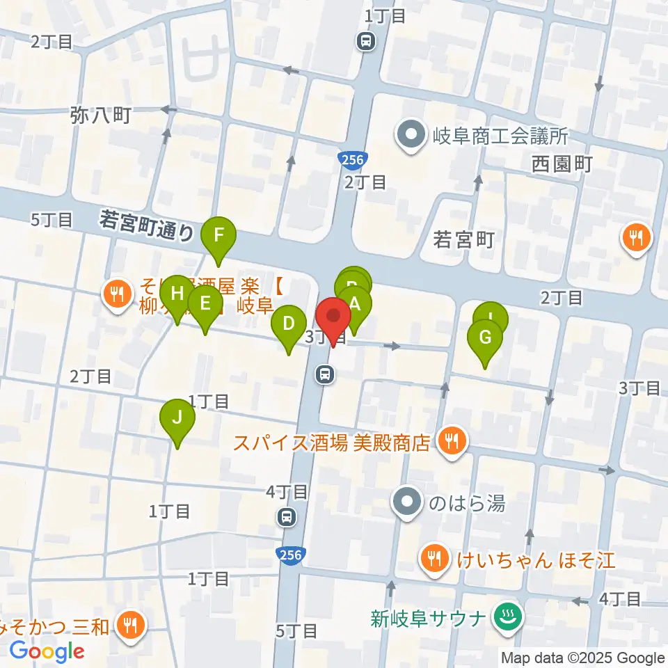 オワリヤ楽器周辺のカフェ一覧地図