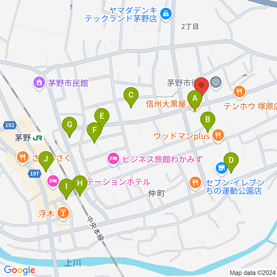 シマダヤ楽器店周辺のカフェ一覧地図