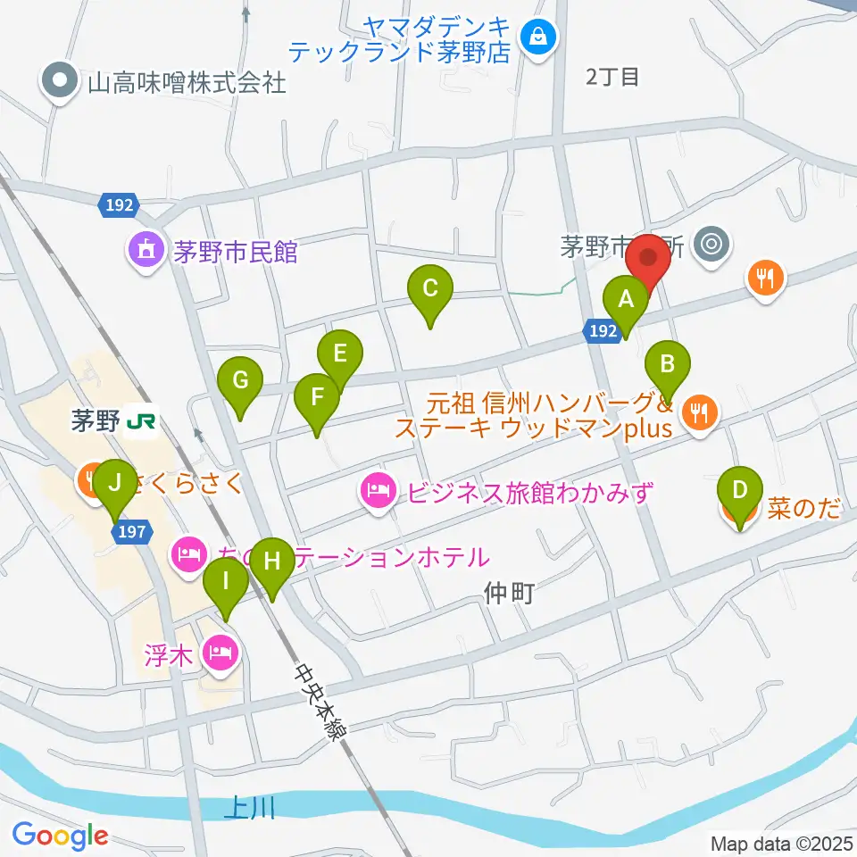 シマダヤ楽器店周辺のカフェ一覧地図