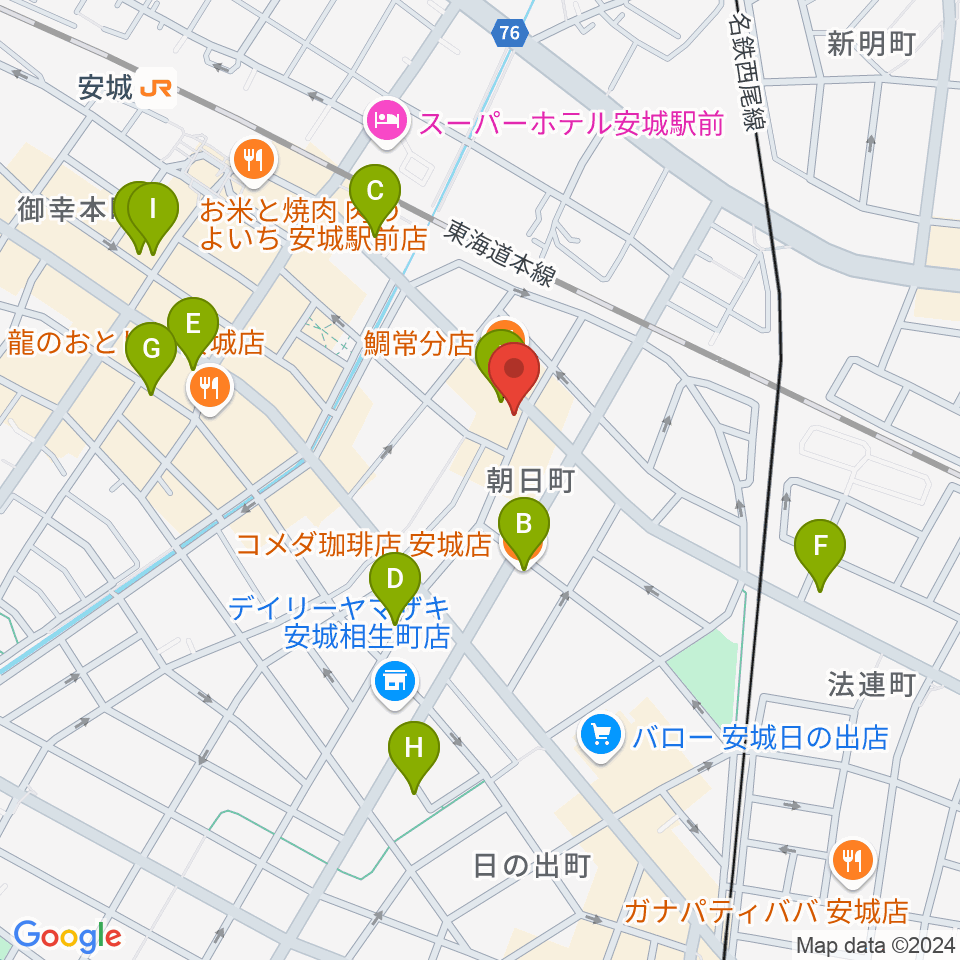 ツルタ楽器周辺のカフェ一覧地図