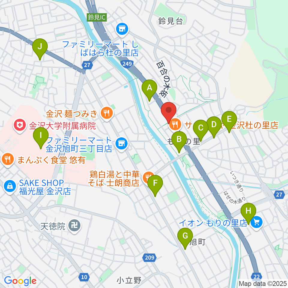 シャコンヌ金沢店周辺のカフェ一覧地図