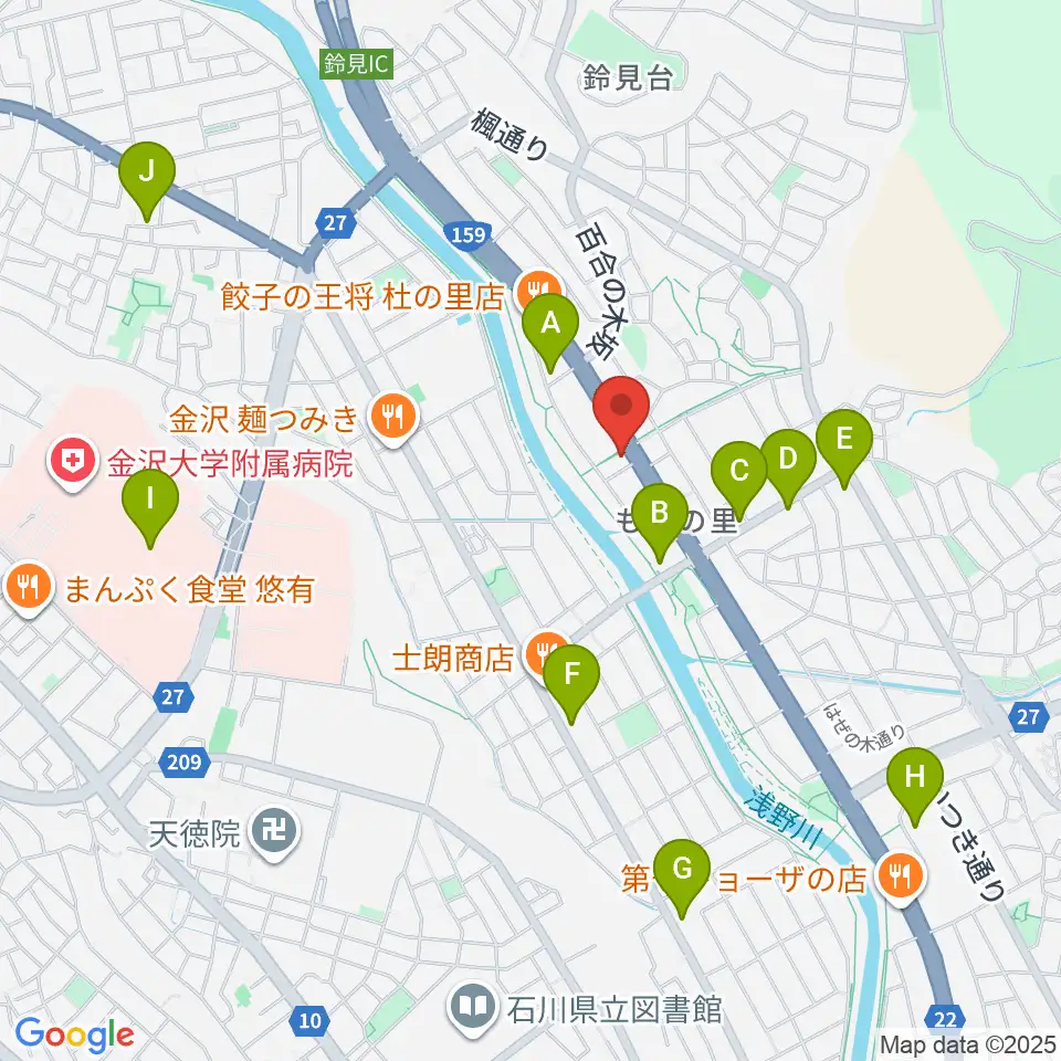 シャコンヌ金沢店周辺のカフェ一覧地図