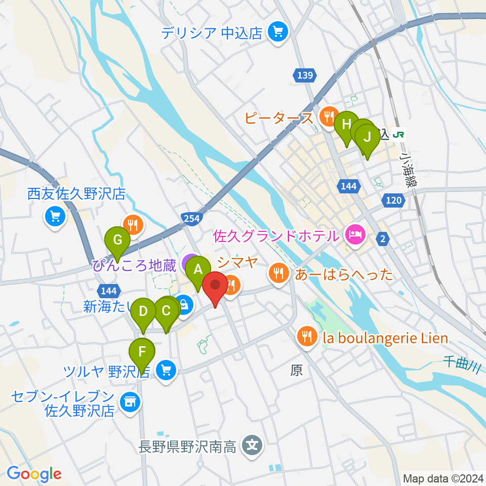 池田楽器店周辺のカフェ一覧地図