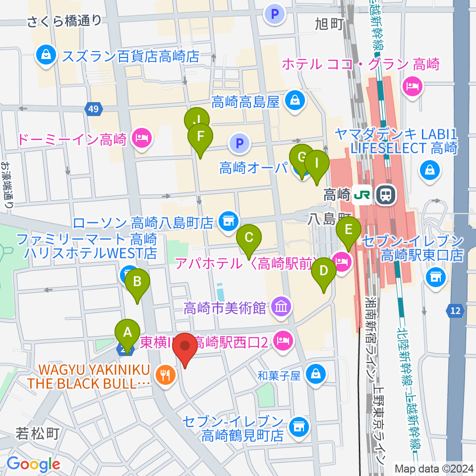 ダストボウル高崎店周辺のカフェ一覧地図