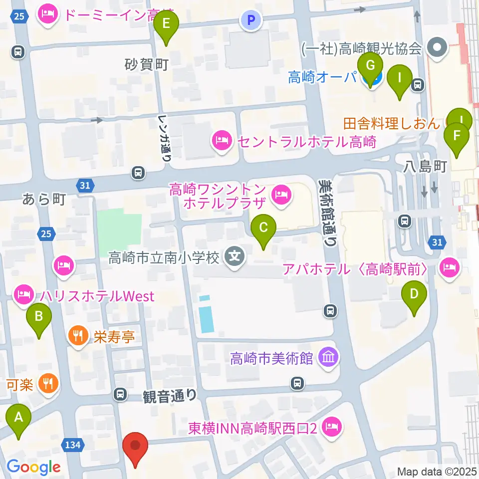 ダストボウル高崎店周辺のカフェ一覧地図