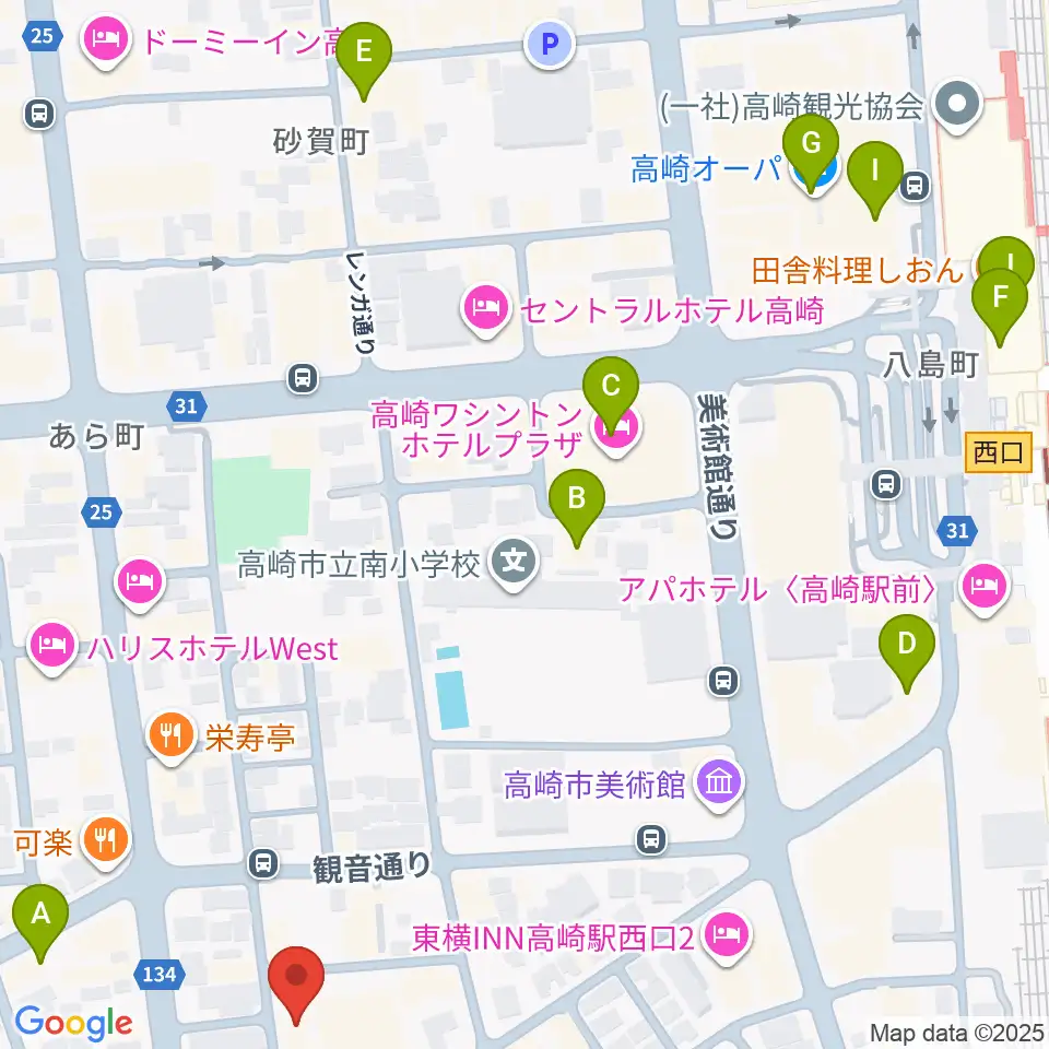 ダストボウル高崎店周辺のカフェ一覧地図