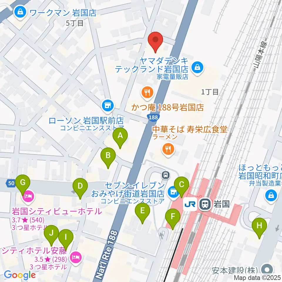 ふちだ楽器店 岩国店周辺のカフェ一覧地図