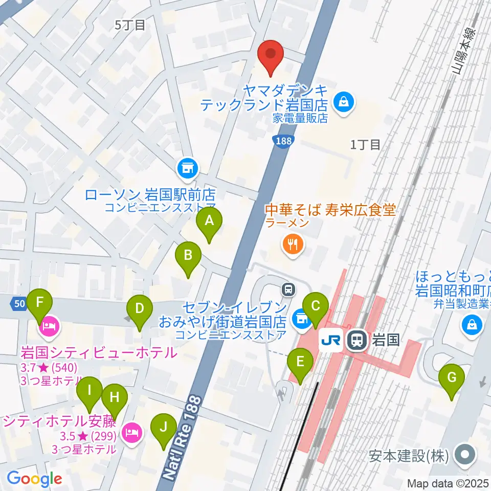 ふちだ楽器店 岩国店周辺のカフェ一覧地図