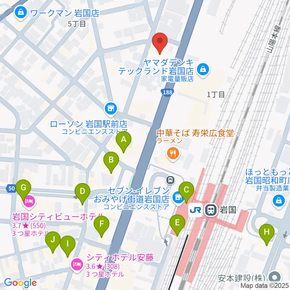 ふちだ楽器店 岩国店周辺のカフェ一覧地図