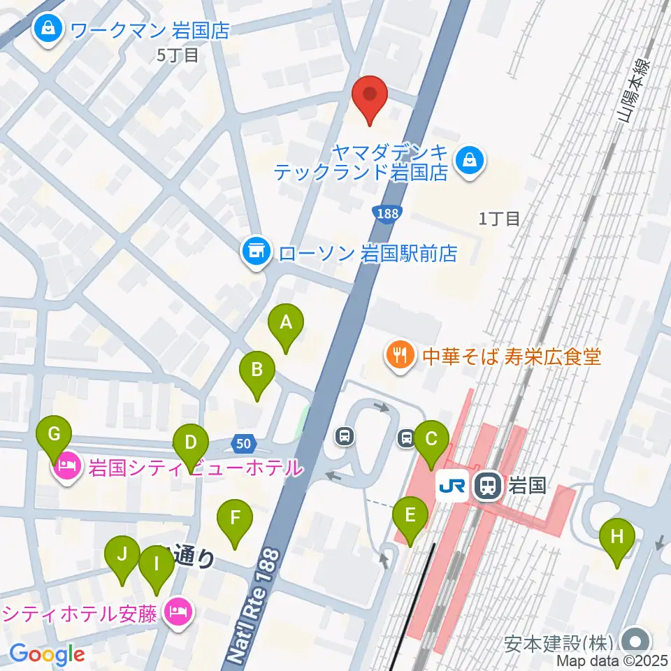 ふちだ楽器店 岩国店周辺のカフェ一覧地図