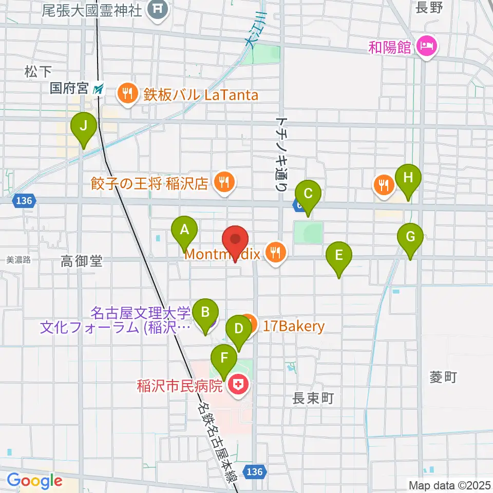 星川楽器周辺のカフェ一覧地図
