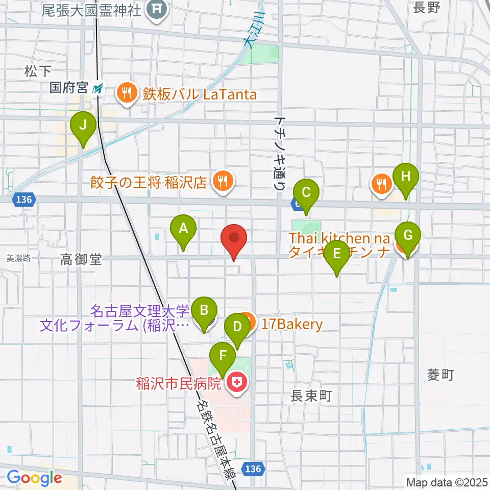 星川楽器周辺のカフェ一覧地図