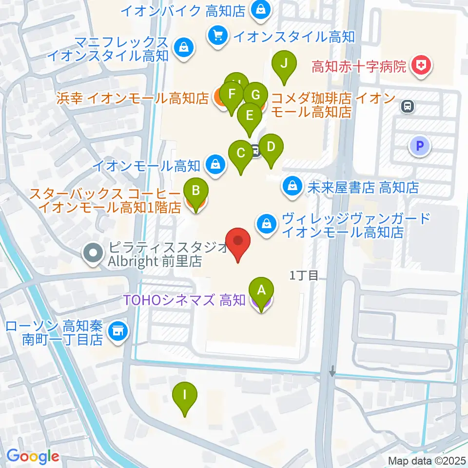 楽器堂OPUS イオンモール高知店周辺のカフェ一覧地図