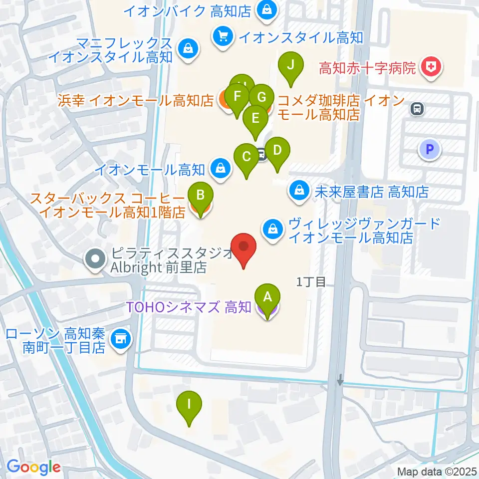 楽器堂OPUS イオンモール高知店周辺のカフェ一覧地図