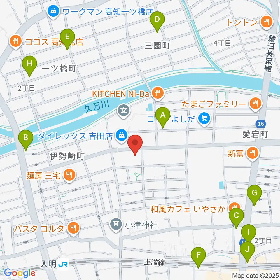 楽器堂OPUS本店周辺のカフェ一覧地図