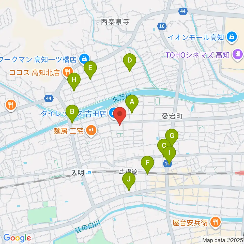 楽器堂OPUS本店周辺のカフェ一覧地図