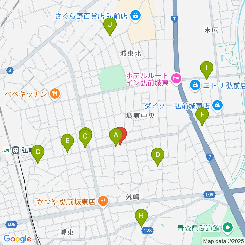 楽器のメリーゴーランド周辺のカフェ一覧地図