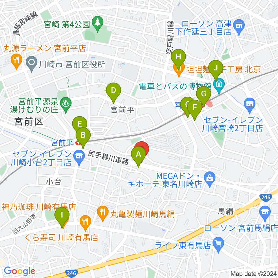 ギターシェルター周辺のカフェ一覧地図